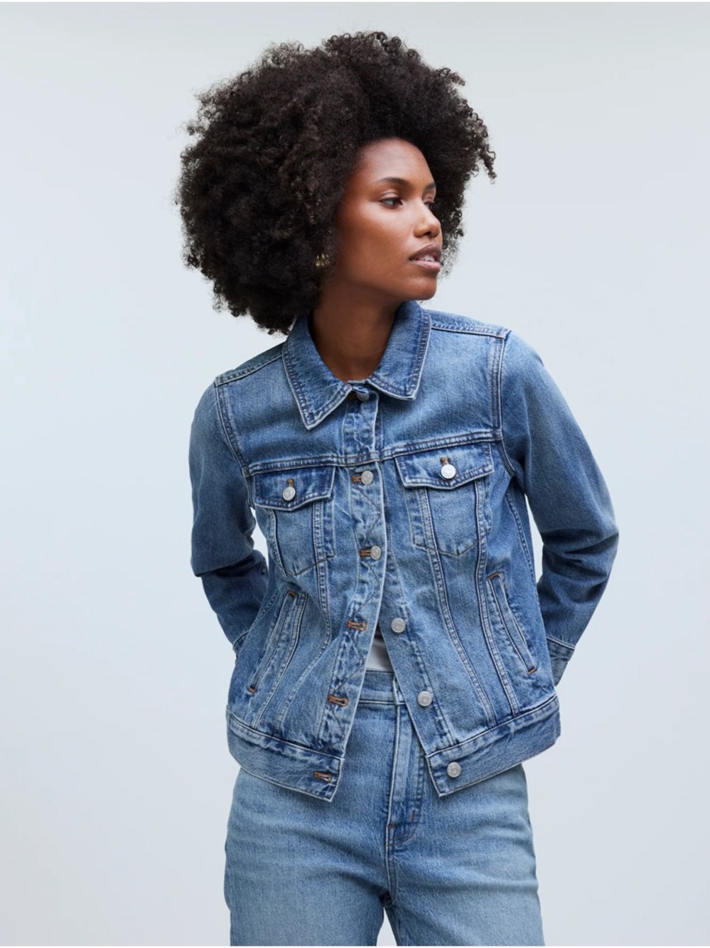 Madewell The Jean Jacket in Medford Wash Blue Size XS